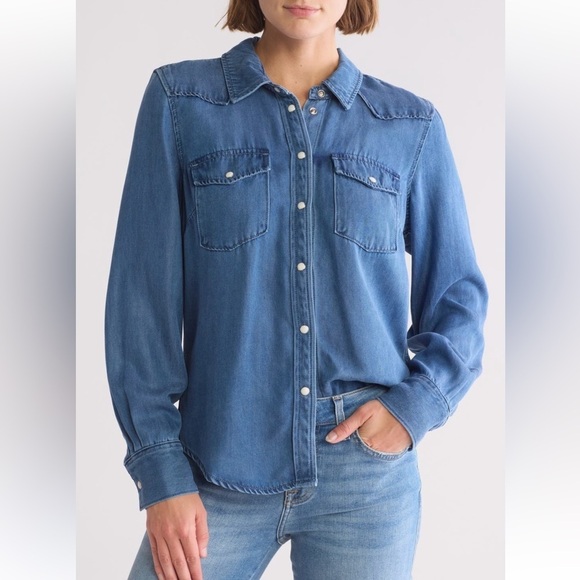 7 For All Mankind Tops - 7 For All Mankind Western Denim Shirt in Medium Indigo Size X-Small NWT